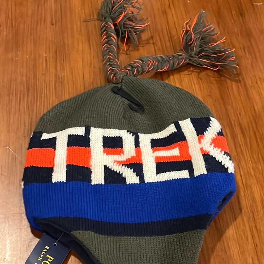 Polo Ralph Lauren Trek Ski Winter Tassel Hat Cap new blue green Mens One Size